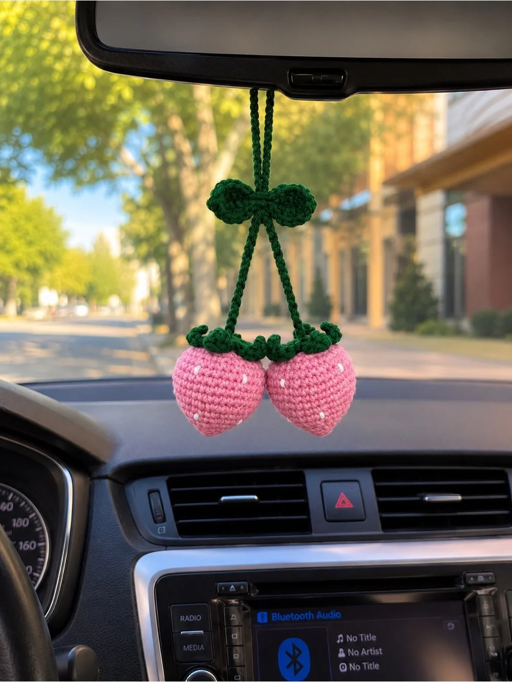 Handmade Pink Crochet Strawberry Charm